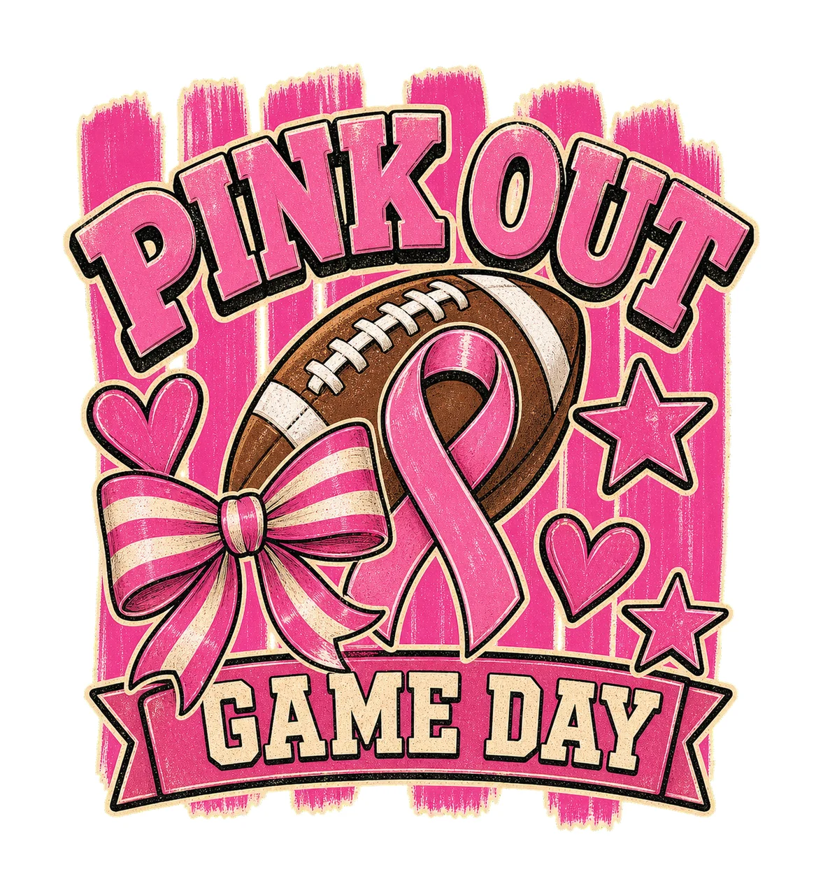 Pink Out Game Day Breast Cancer Football Design Variation A
