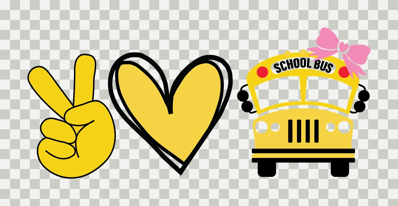 School Bus Peace Sign Heart Graphic decorating bow icon black transparency and detail preview thumbnail