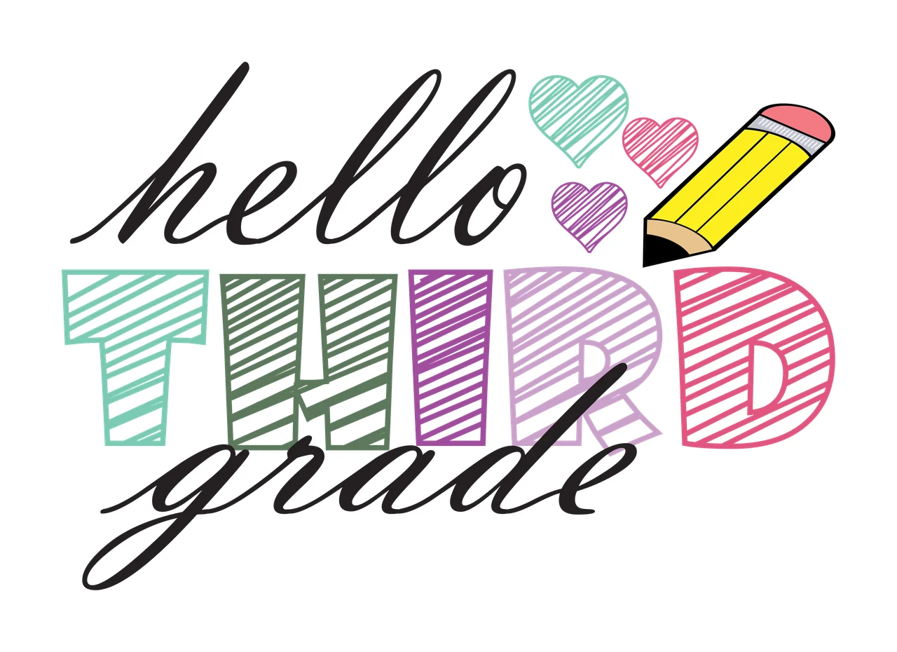 Grade Hello White Hello Third Grade Lettering writing heart
