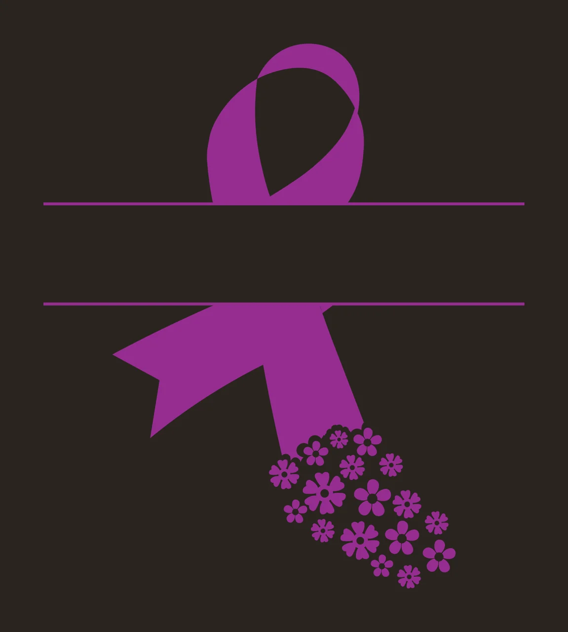 Ribbon Awareness With Silhouette And Flower In Black contrast preview thumbnail