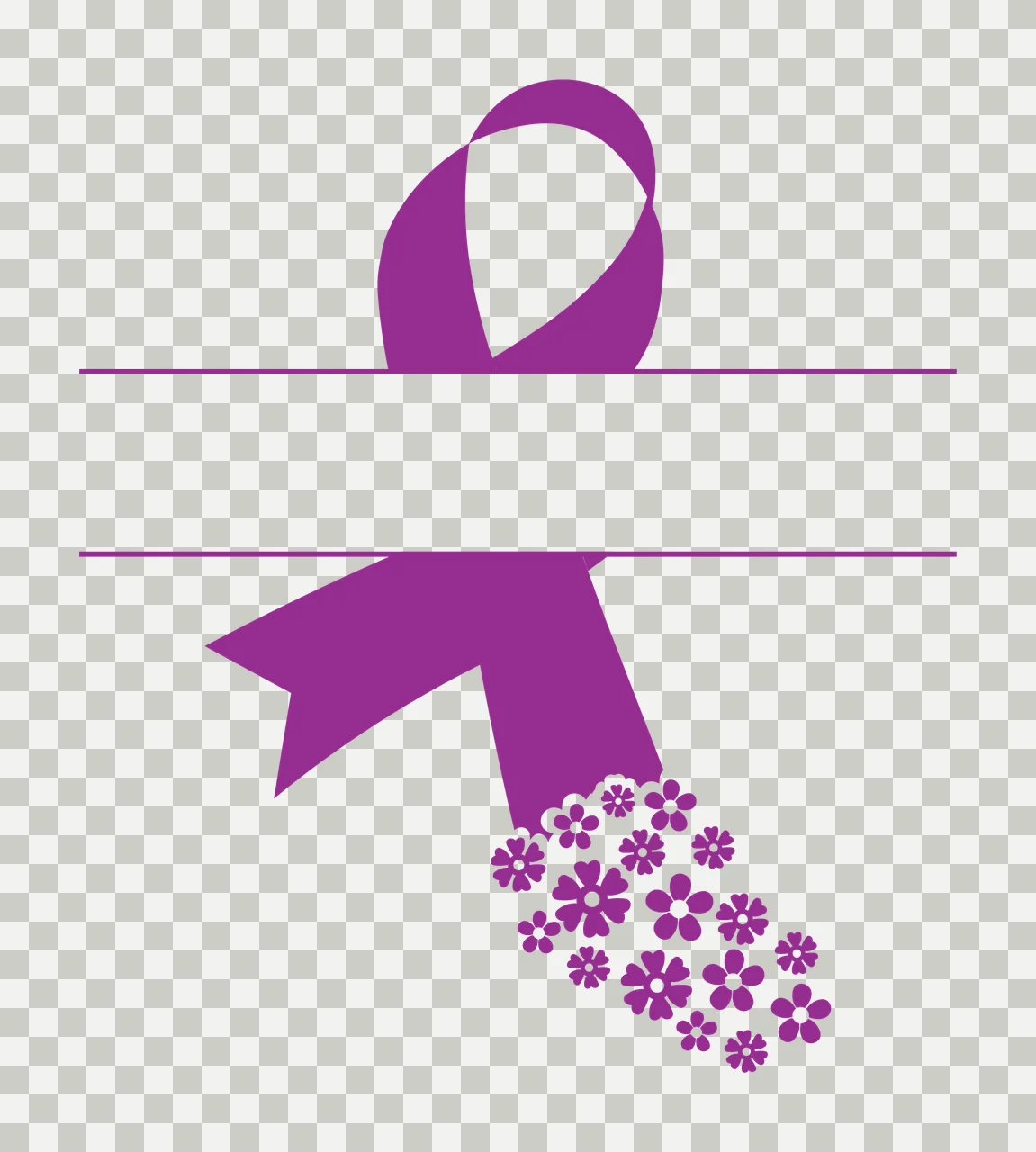 Ribbon Awareness With Silhouette And Flower In Black transparency and detail preview thumbnail
