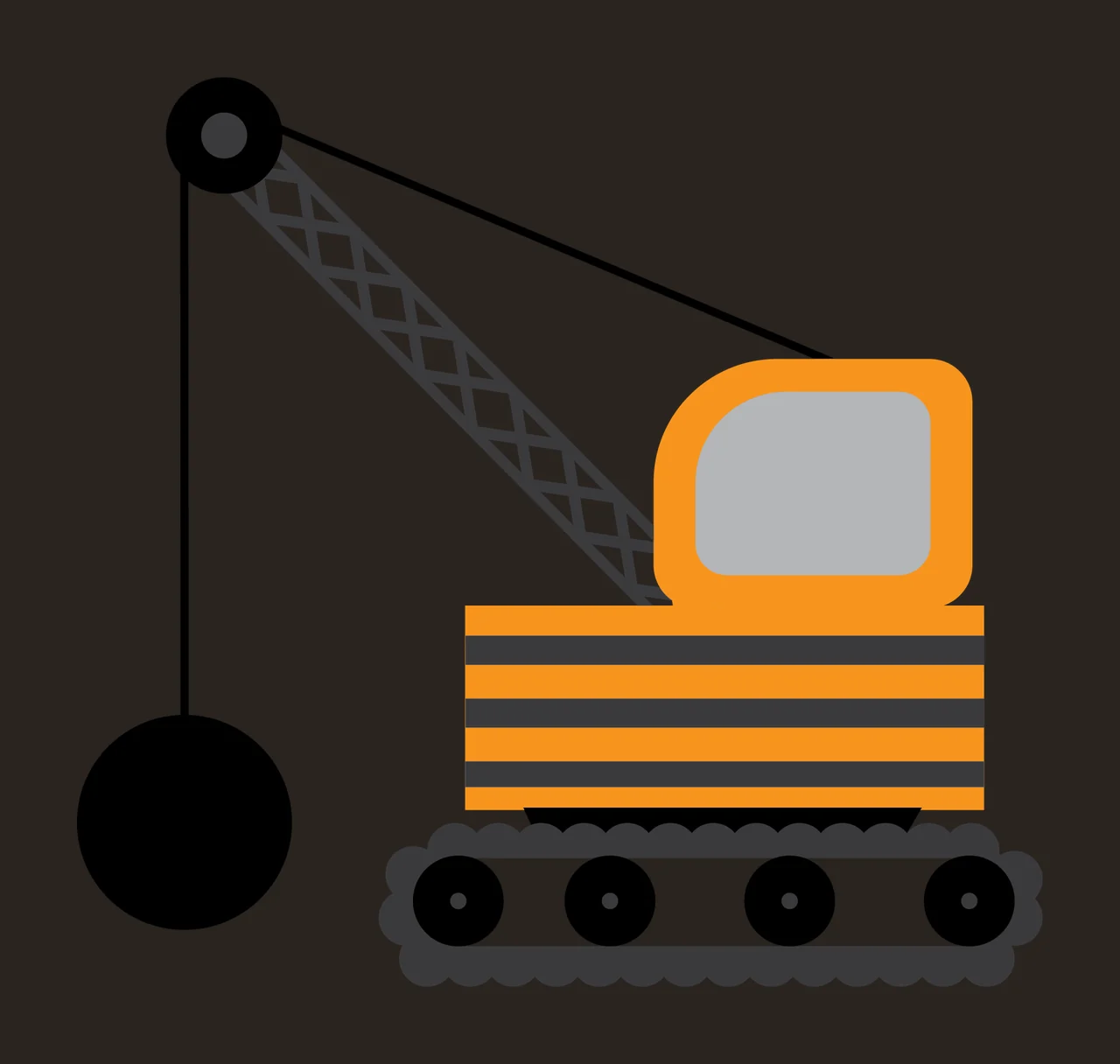 Construction Simplified Icon Of A Vehicle With Wrecking swinging contrast preview thumbnail