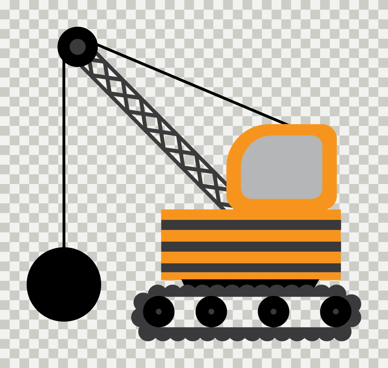 Construction Simplified Icon Of A Vehicle With Wrecking swinging transparency and detail preview thumbnail