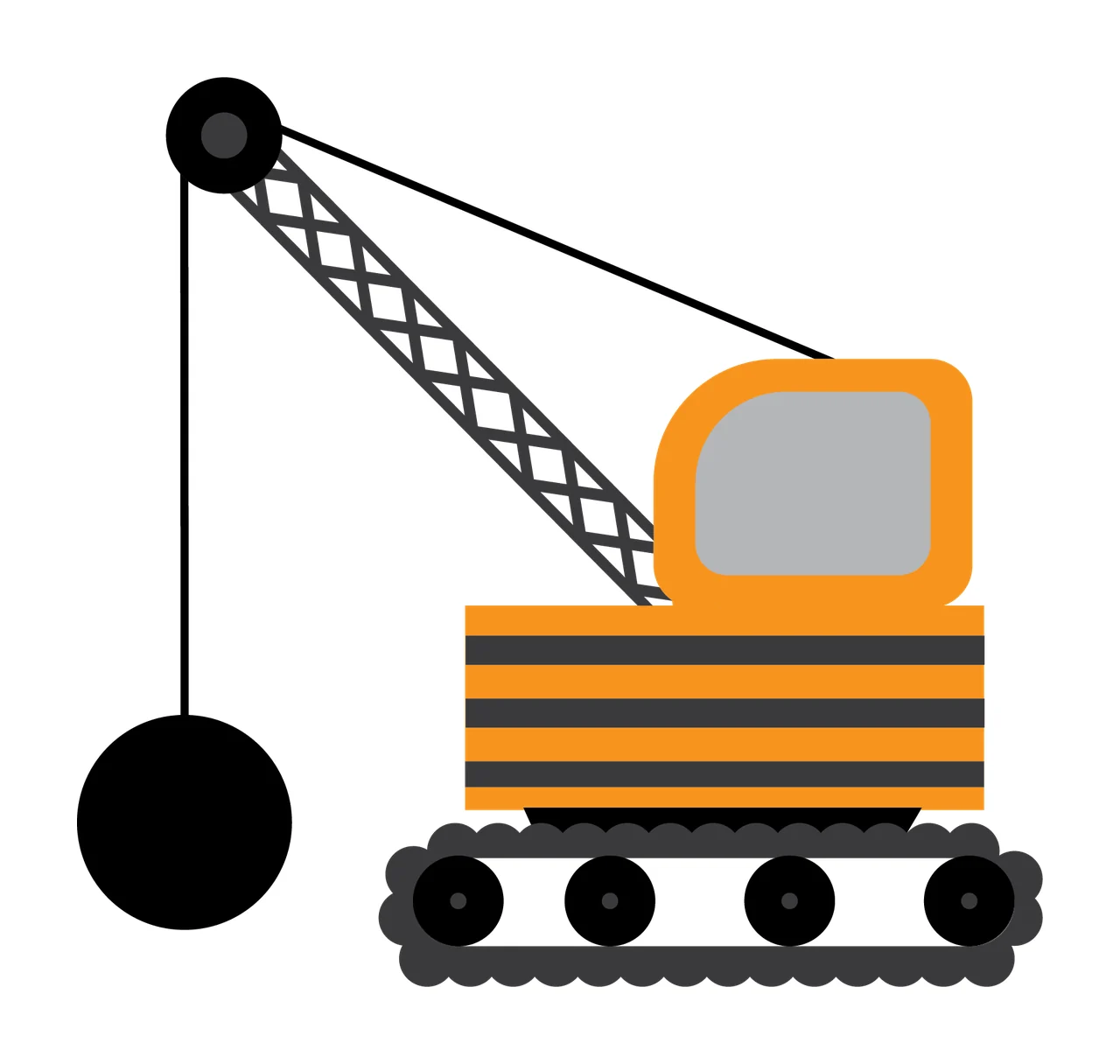 Construction Simplified Icon Of A Vehicle With Wrecking swinging