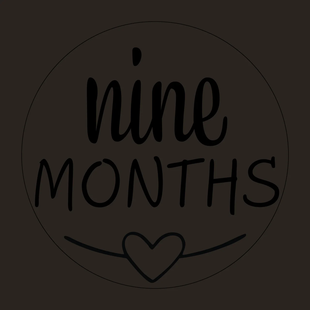 Milestone Nine Months Circular Badge With Heart circle line art contrast preview thumbnail