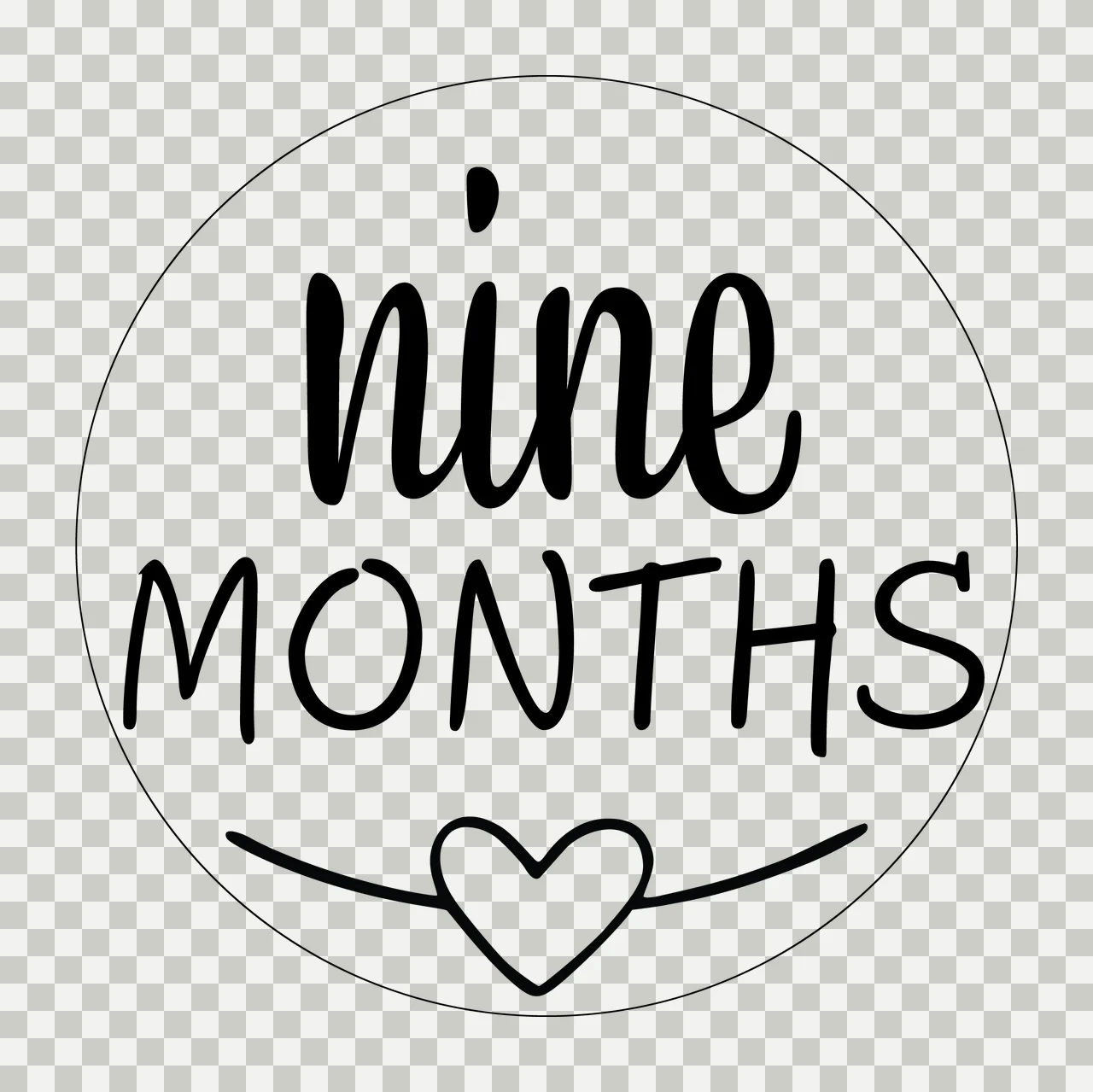 Milestone Nine Months Circular Badge With Heart circle line art transparency and detail preview thumbnail