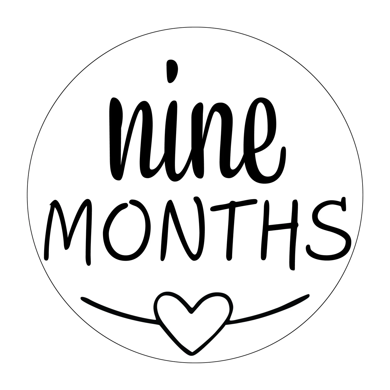 Milestone Nine Months Circular Badge With Heart circle line art