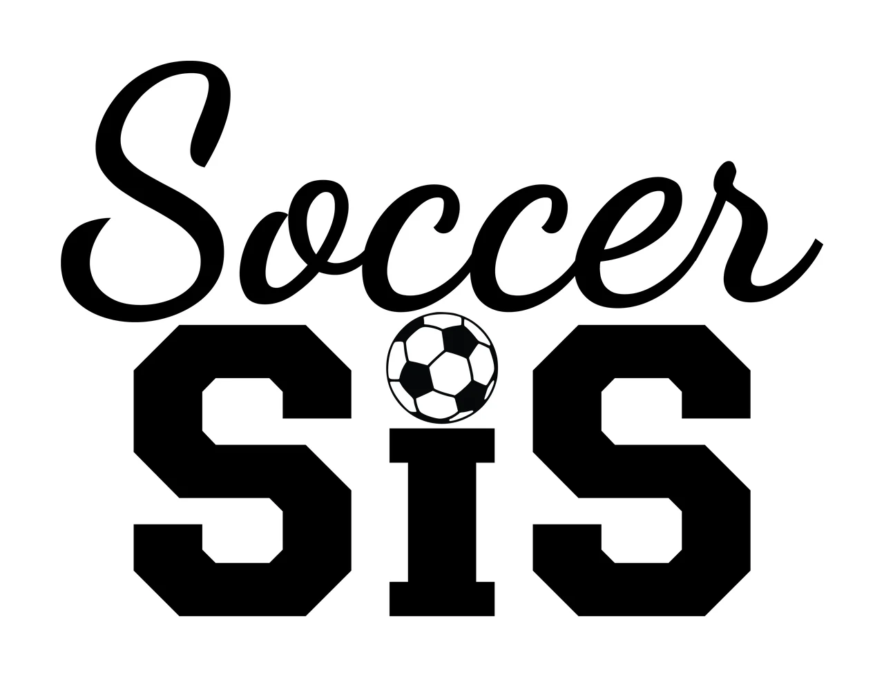 Soccer Sis Text With A Small Ball Icon typography black white