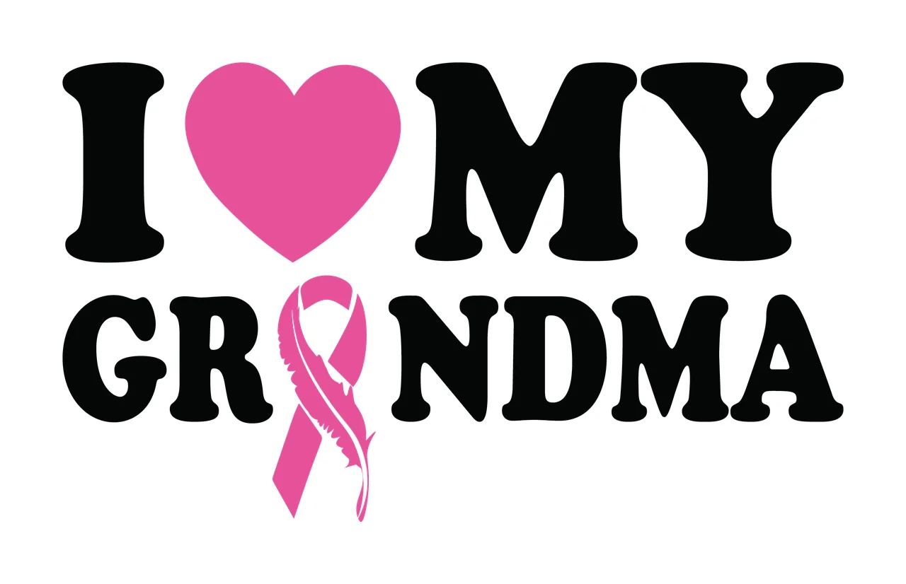 I Heart Grandma Text With A Feather Awareness ribbon silhouette