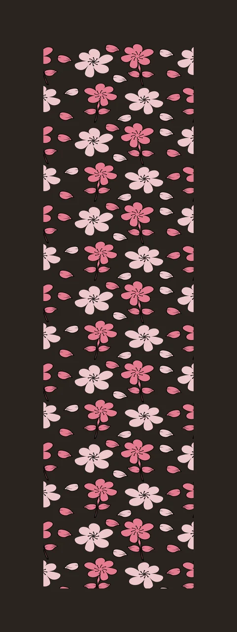Black Floral Branch Repeating Vertical Pattern flower leaf contrast preview thumbnail