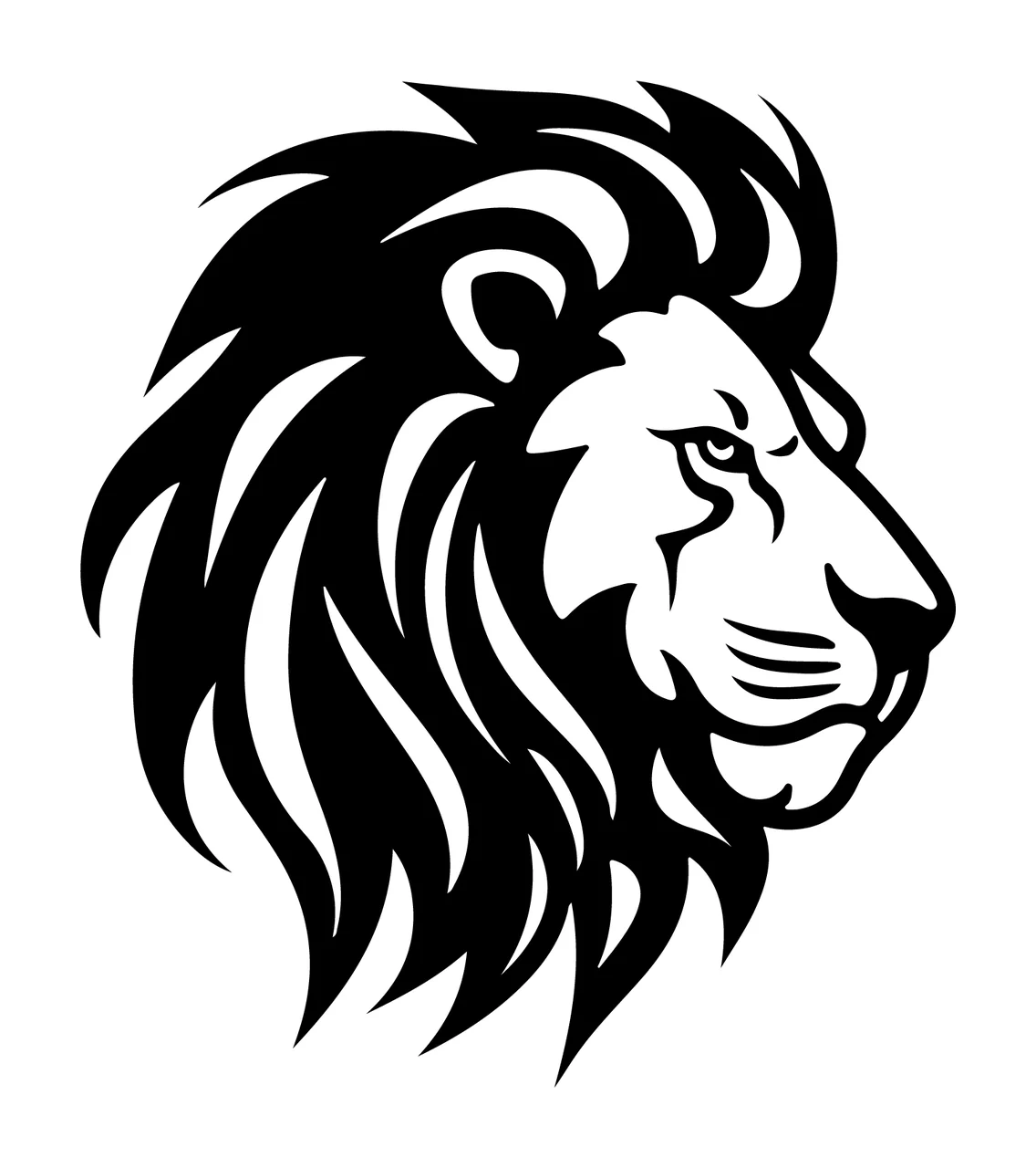 Lion Head Silhouette Profile View tribal black mane animal
