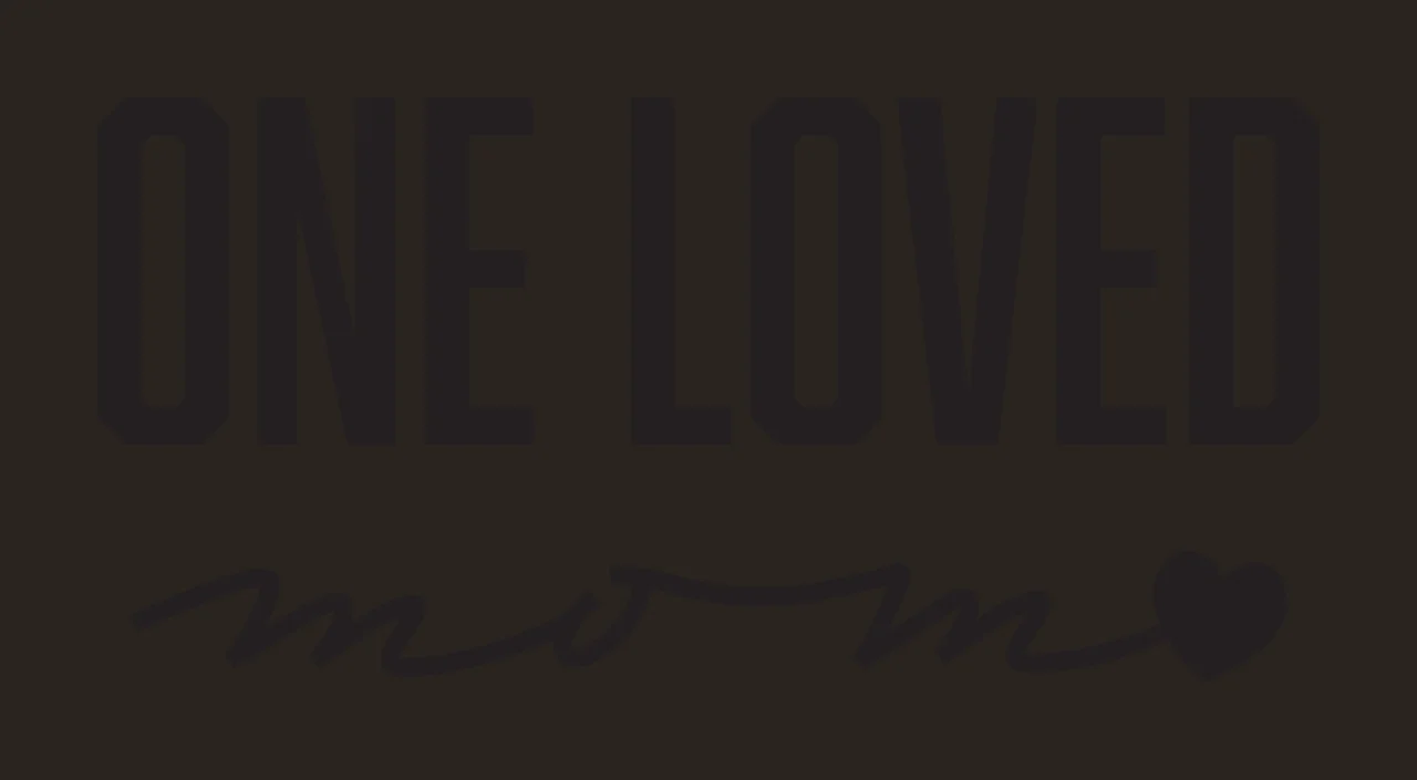 ONE LOVED mom Typography Design with ONE LOVED text and heart icon in black and white contrast preview thumbnail