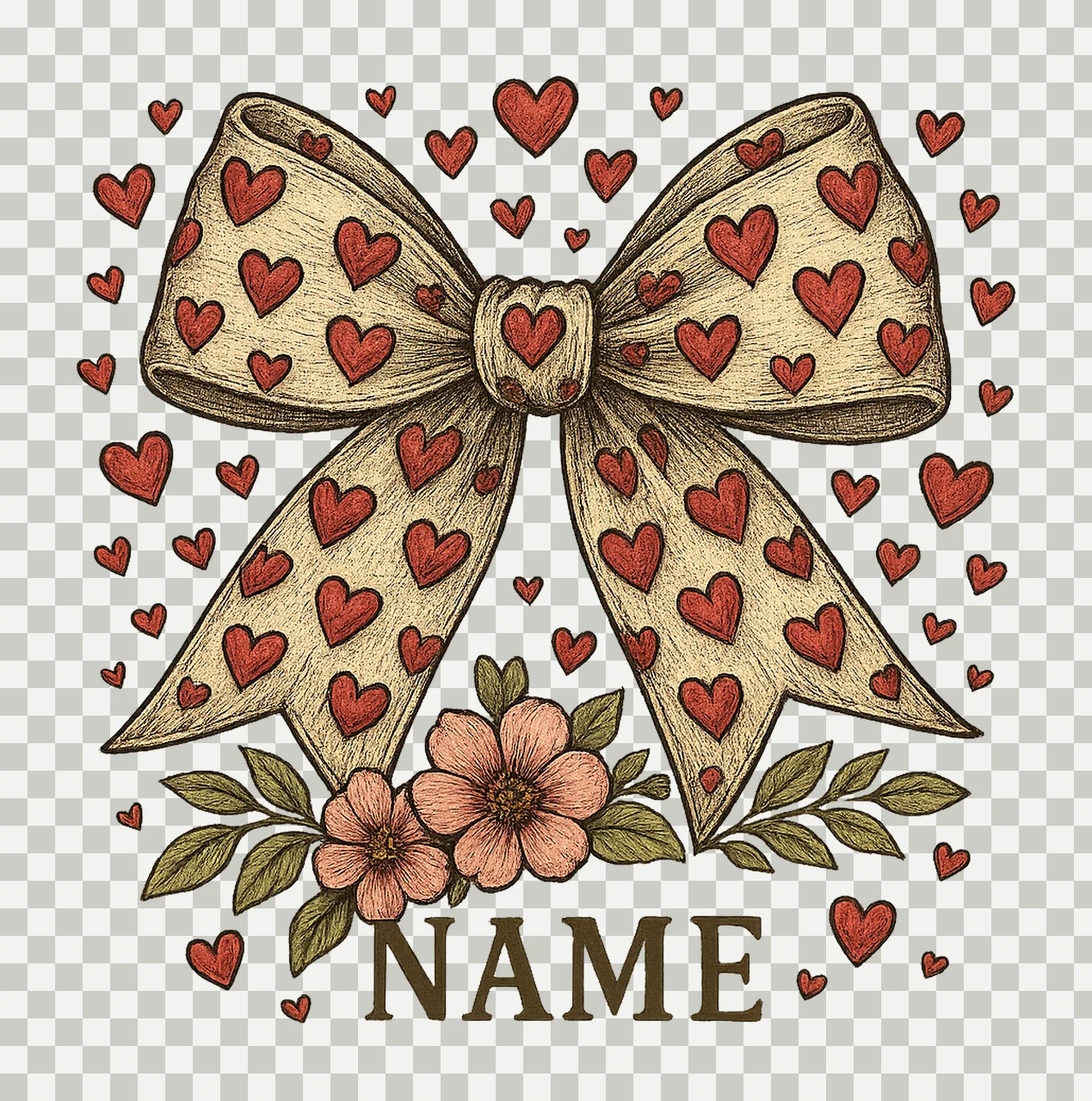 Coquette Bow Heart Valentine Design Love Bow Valentine Gift transparency and detail preview thumbnail