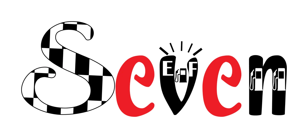 Word Graphic With Fuel Pumps typography rays black white plain