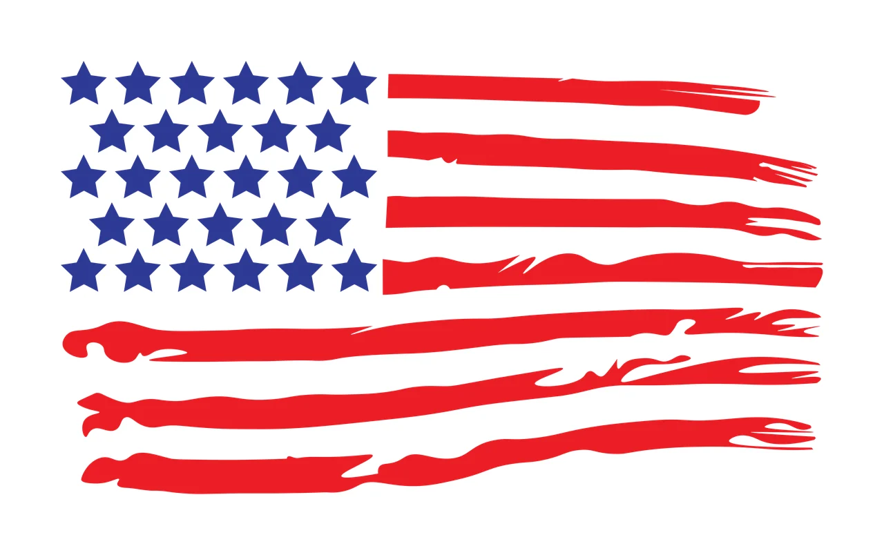 Flag Distressed United States Silhouette waving star stripe