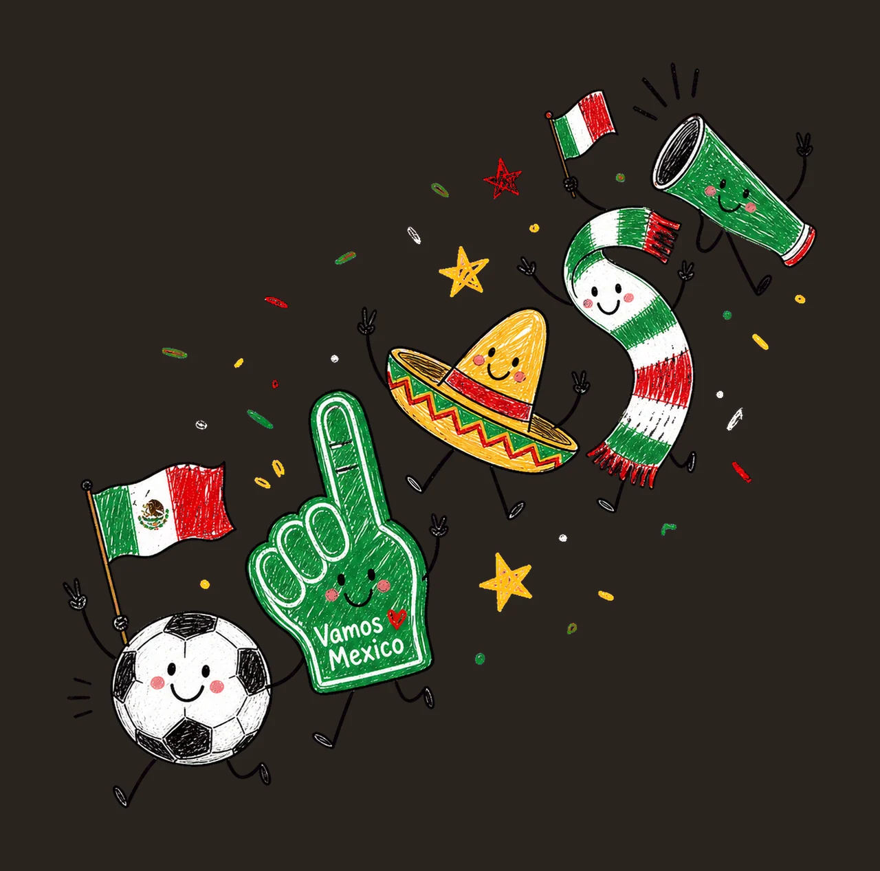 Mexico Soccer Doodle Fan sublimation instant Variation B contrast preview thumbnail