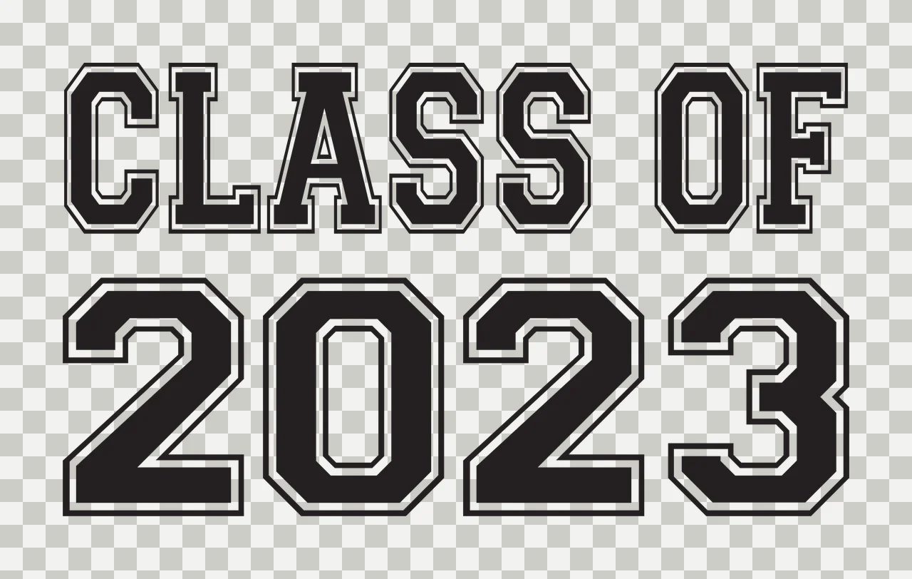 CLASS OF 2023 Typography Design with black lettering and white outlines transparency and detail preview thumbnail