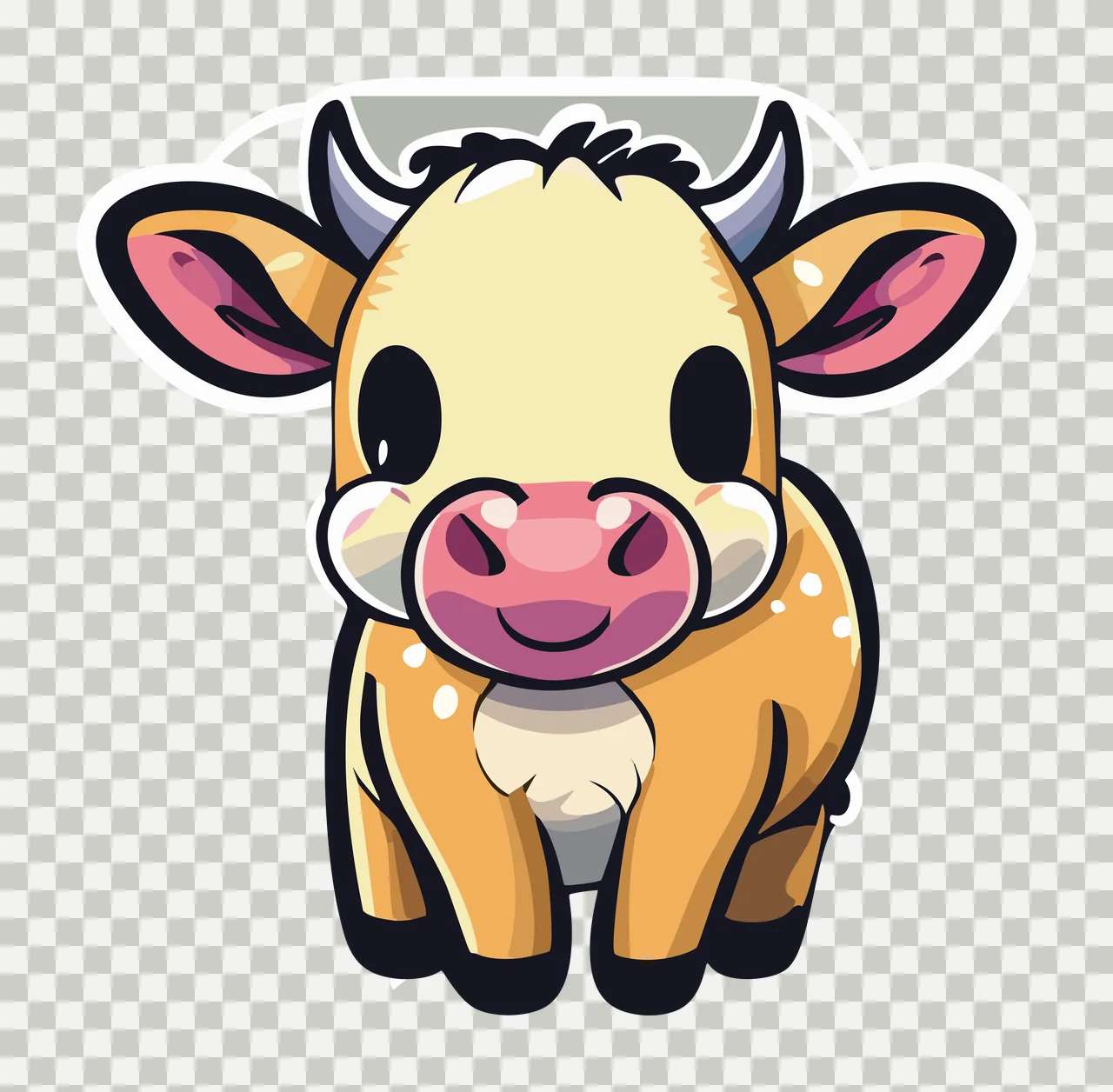 Animal Black Silhouette Of A Calf Face line art white plain background transparency and detail preview thumbnail
