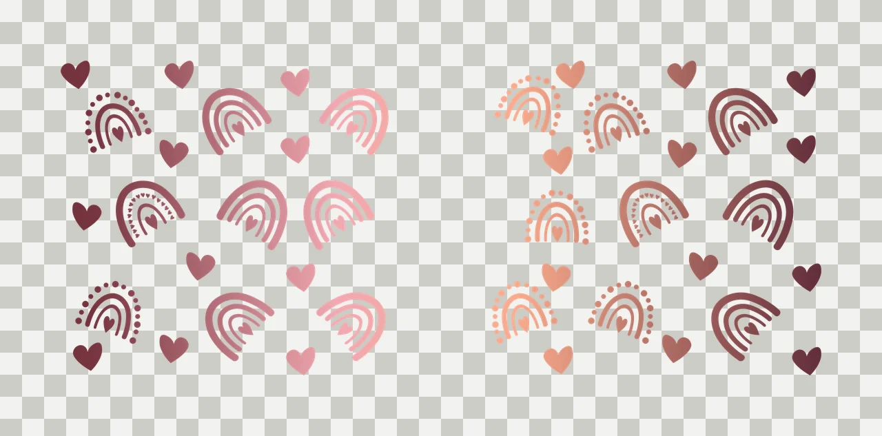 Rainbow Can Glass Wrap Small Hearts Pattern Graphic and heart icons transparency and detail preview thumbnail