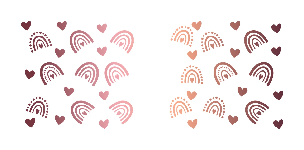 Rainbow Can Glass Wrap Small Hearts Pattern Graphic and heart icons