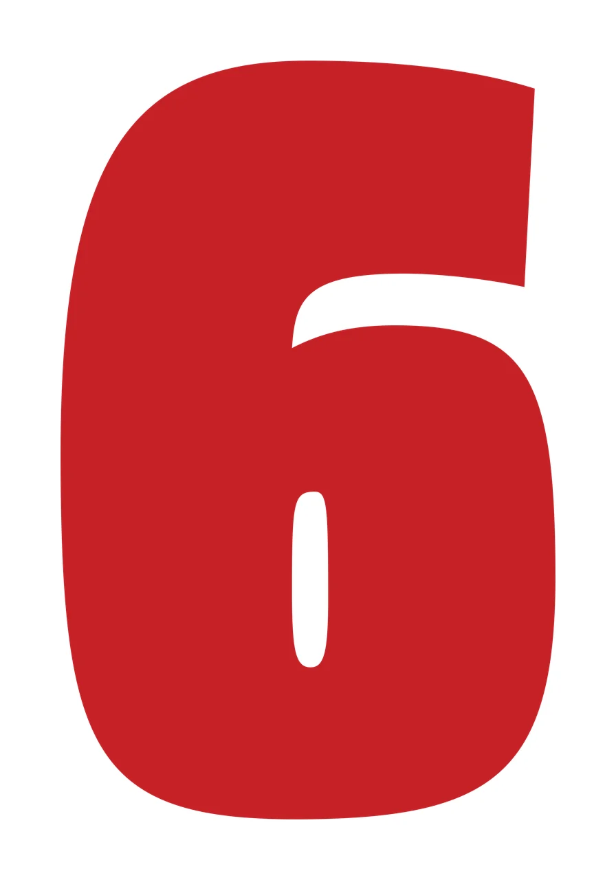 6 Number Large Bold Font Standing sans serif black Plain background