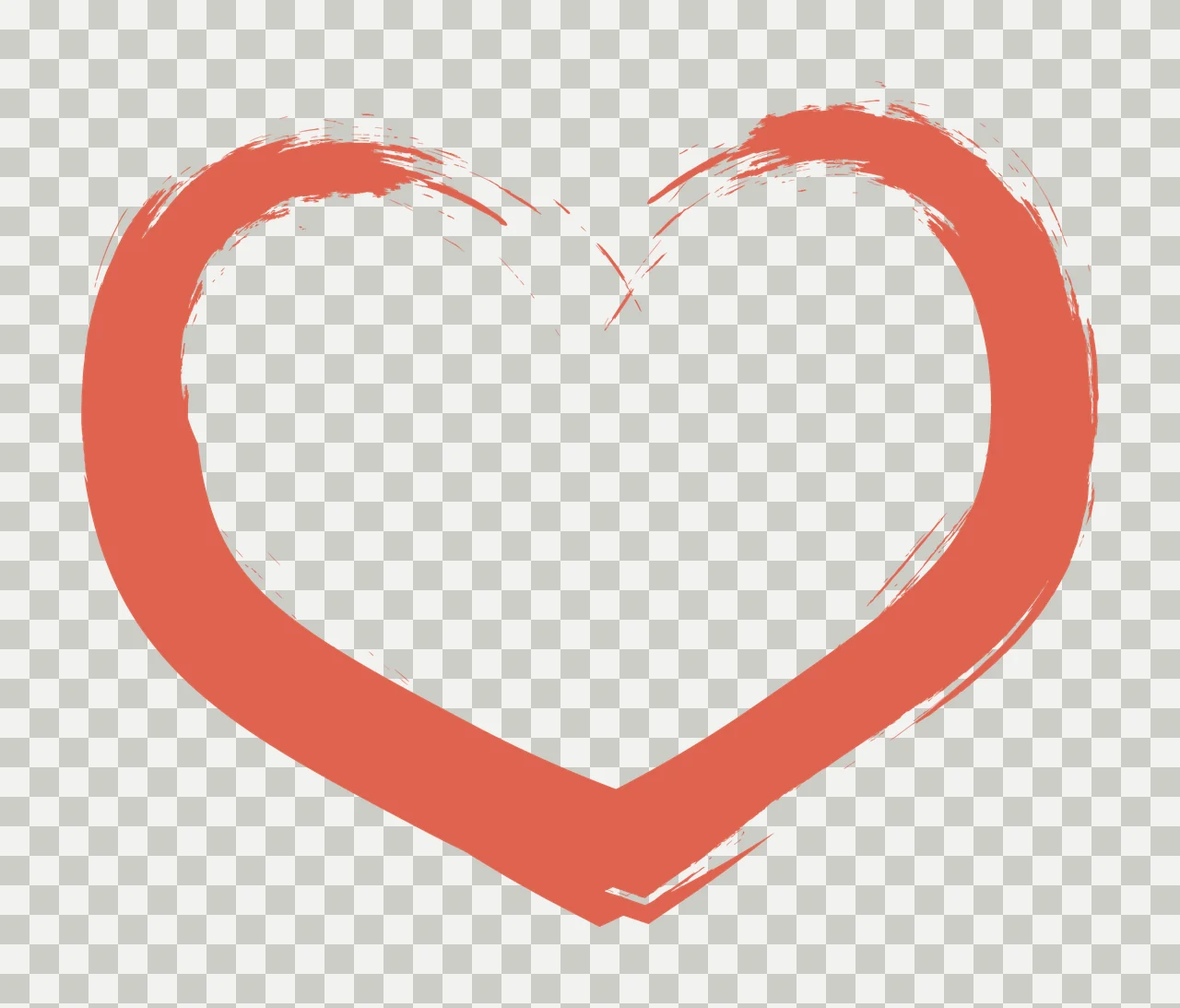 Brush Heart Outline Stroke painting Black Plain background transparency and detail preview thumbnail