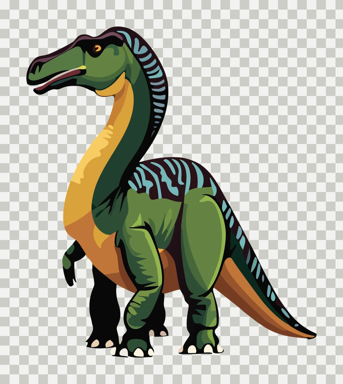 Dinosaur Black Silhouette Long Neck standing outline white transparency and detail preview thumbnail