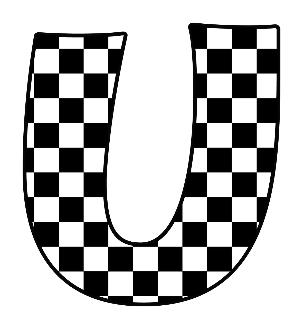 Can Glass Wrap U Letter With Checkered Pattern