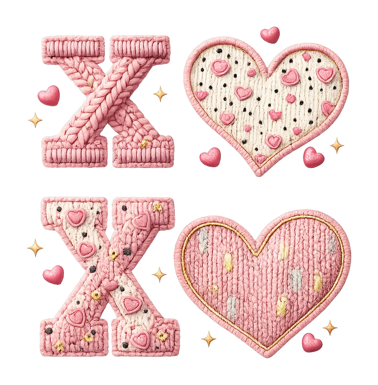 Xoxo knit crochet design trendy Valentine faux yarn Artwork