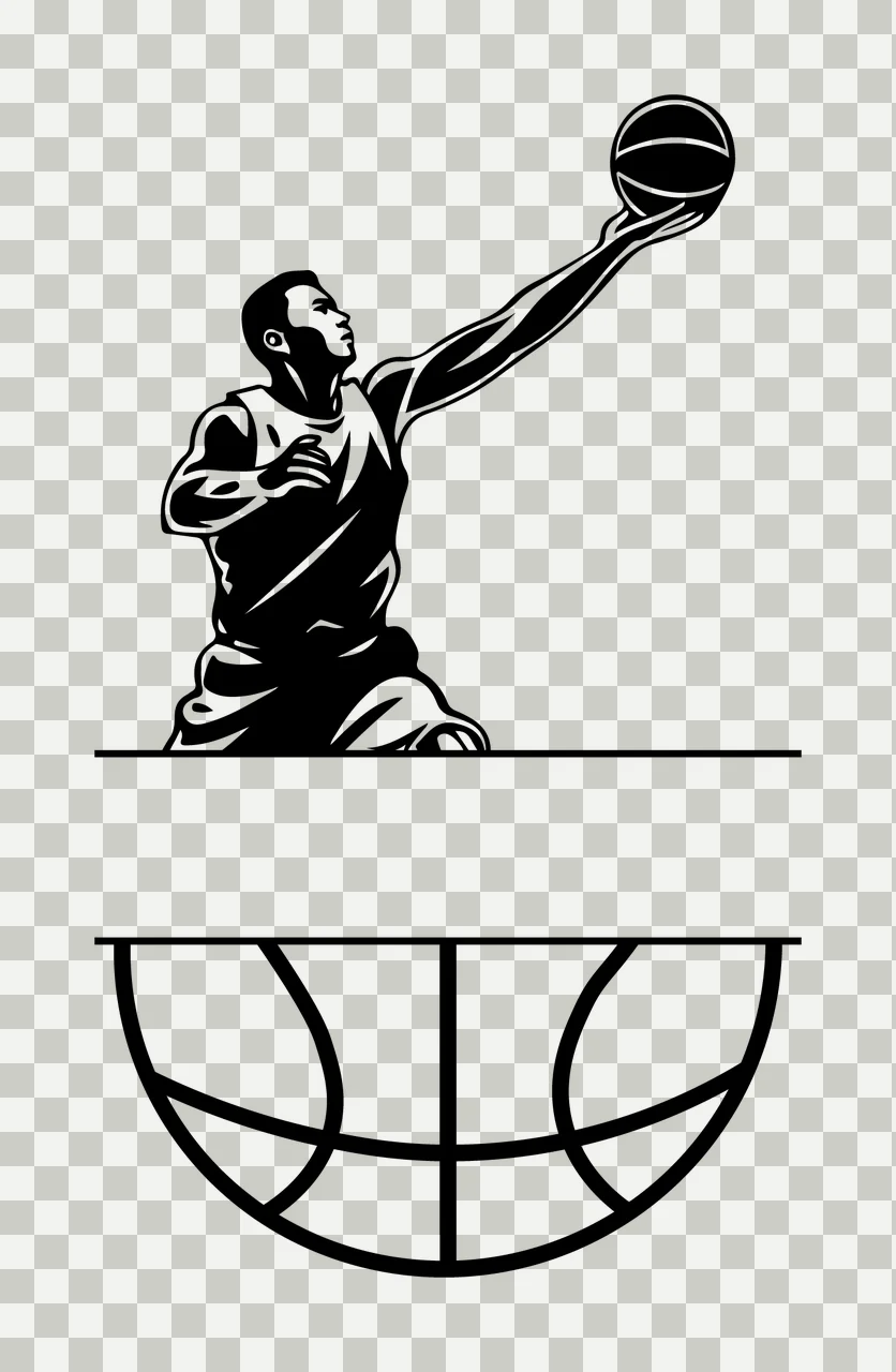 Ball Basketball Player Reaching person black white plain sports transparency and detail preview thumbnail