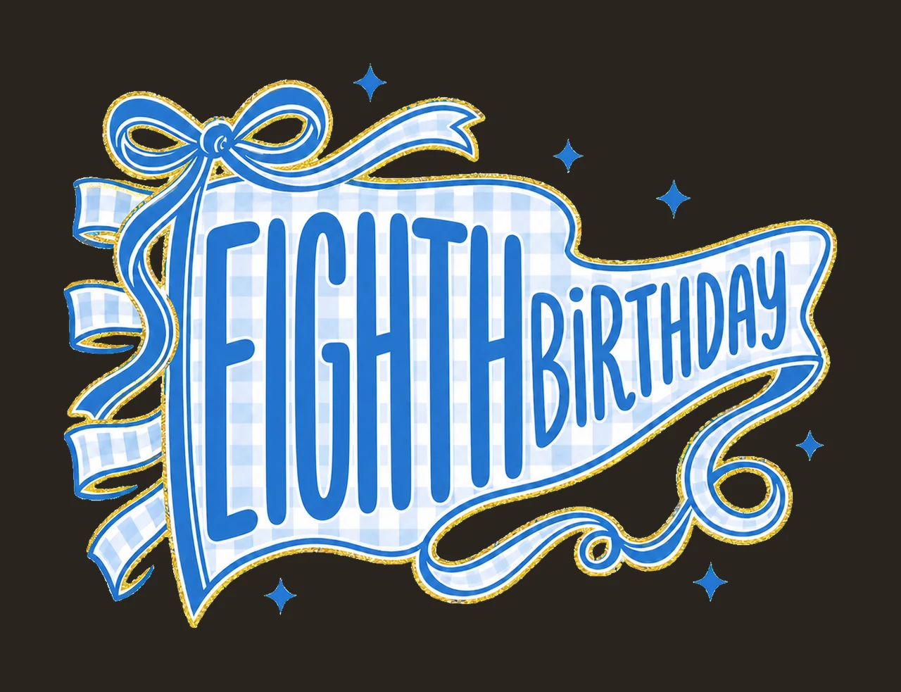 Blue Gingham Birthday Pennant sublimation Variation B contrast preview thumbnail