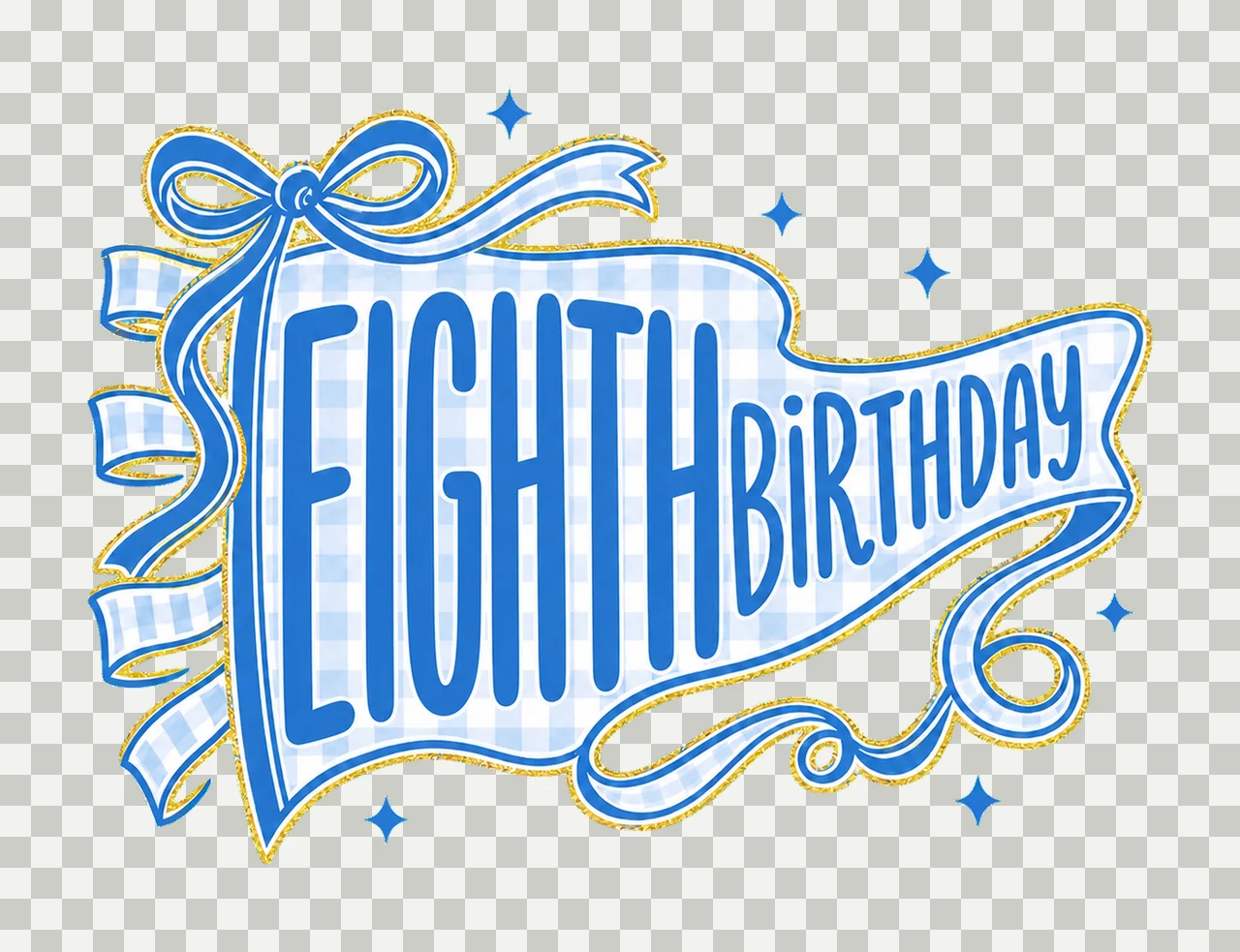 Blue Gingham Birthday Pennant sublimation Variation B transparency and detail preview thumbnail