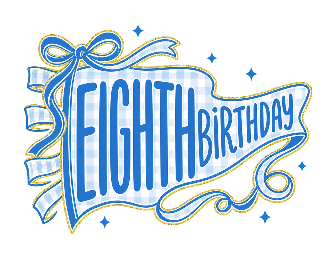 Blue Gingham Birthday Pennant sublimation Variation B