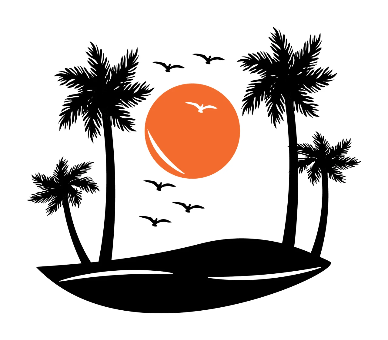 Palm Tree Tropical Island Trees Sunset Silhouette floating
