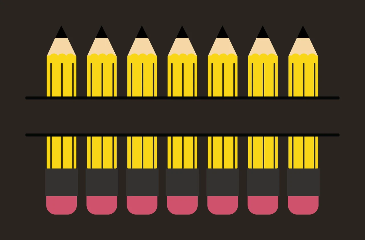 Seven Yellow Pencils With Banner pink erasers black contrast preview thumbnail