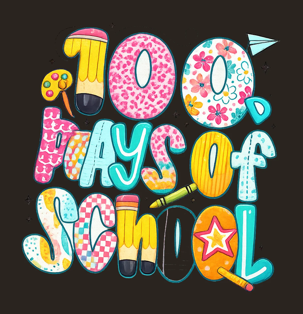 100 Days Of School Teacher Design Happy 100th Day contrast preview thumbnail