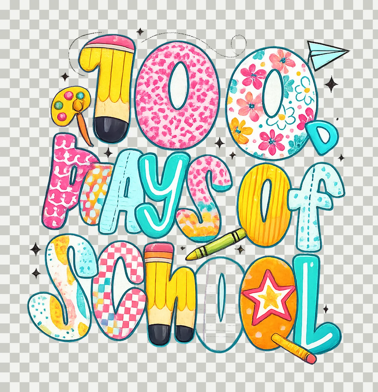 100 Days Of School Teacher Design Happy 100th Day transparency and detail preview thumbnail