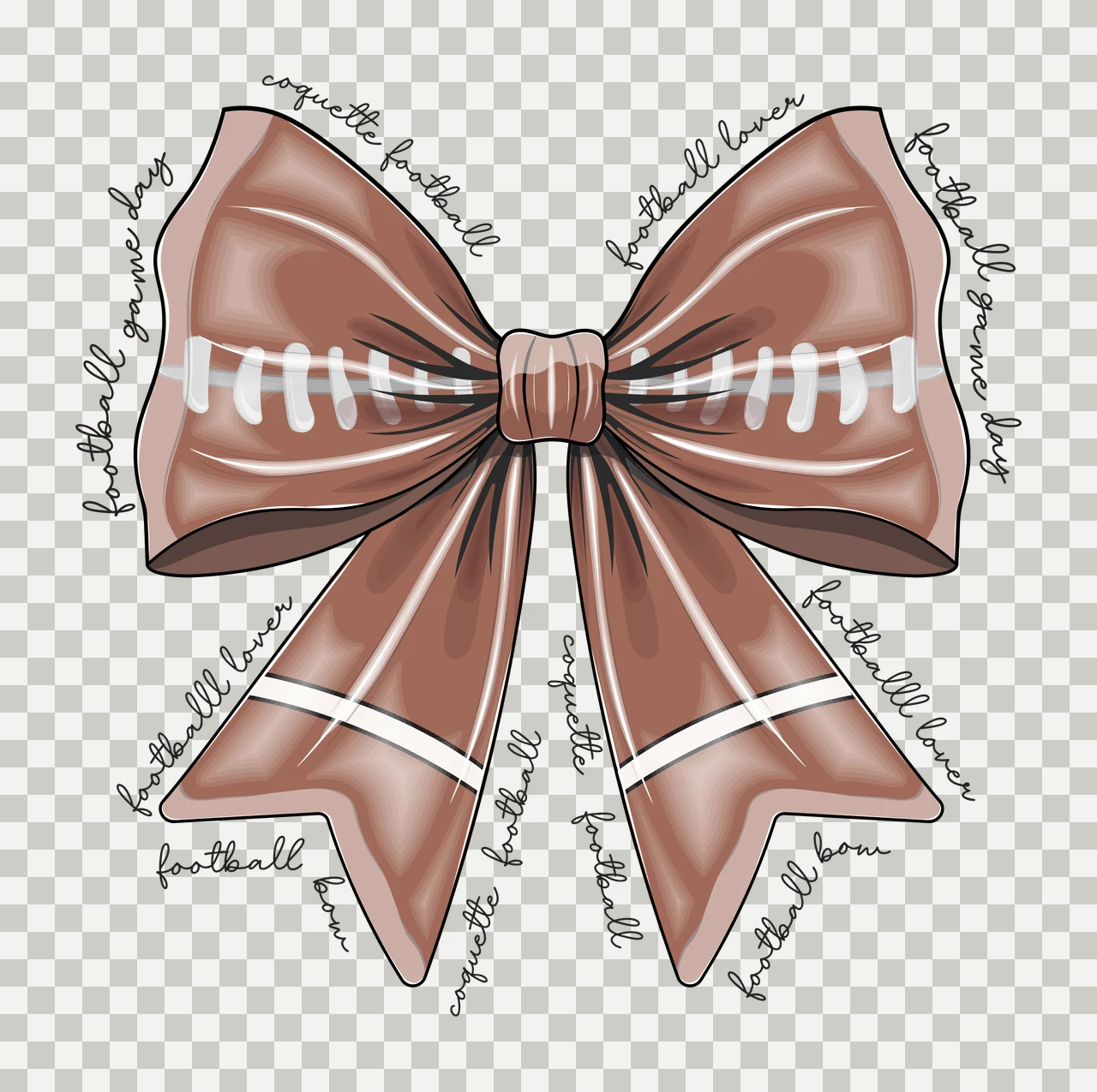 Bow Large Black Silhouette With Repeating Themed Cursive Variation transparency and detail preview thumbnail