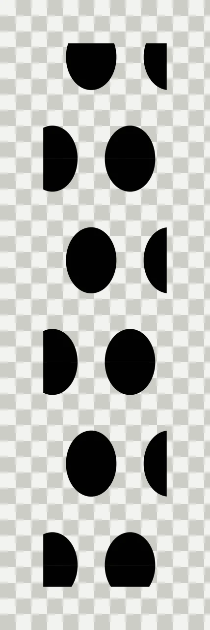 Black polka dot pattern Illustration with black ovals, half ovals, polka dots and white background transparency and detail preview thumbnail