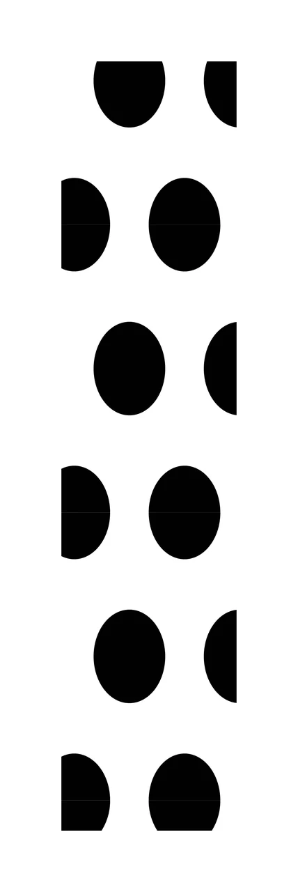 Black polka dot pattern Illustration with black ovals, half ovals, polka dots and white background