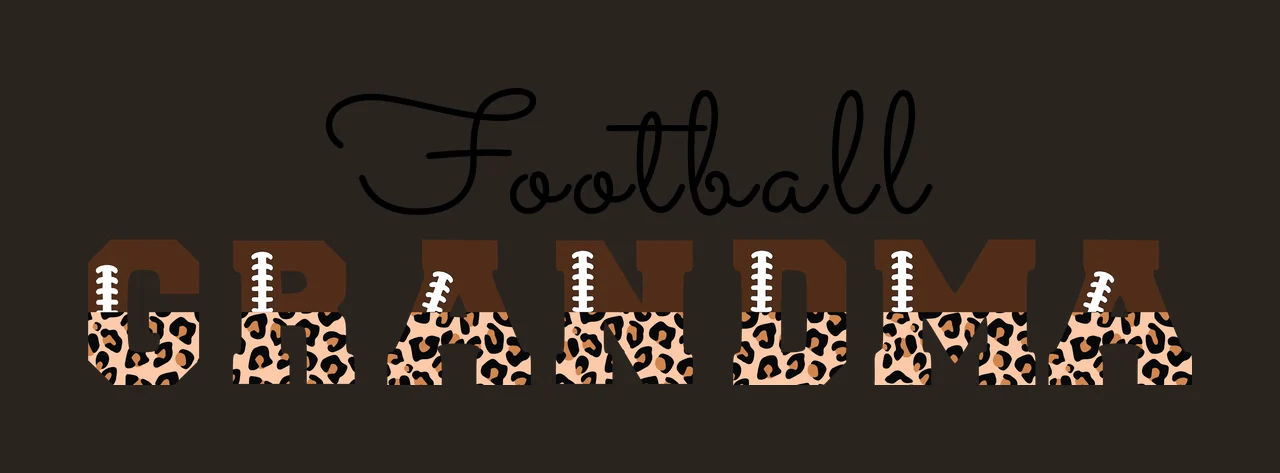 Football Grandma Text With Leopard Print letter black white contrast preview thumbnail