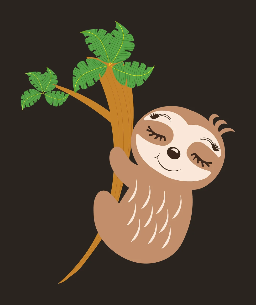 Animal Small Creature Hanging From A Tree branch leaves silhouette contrast preview thumbnail