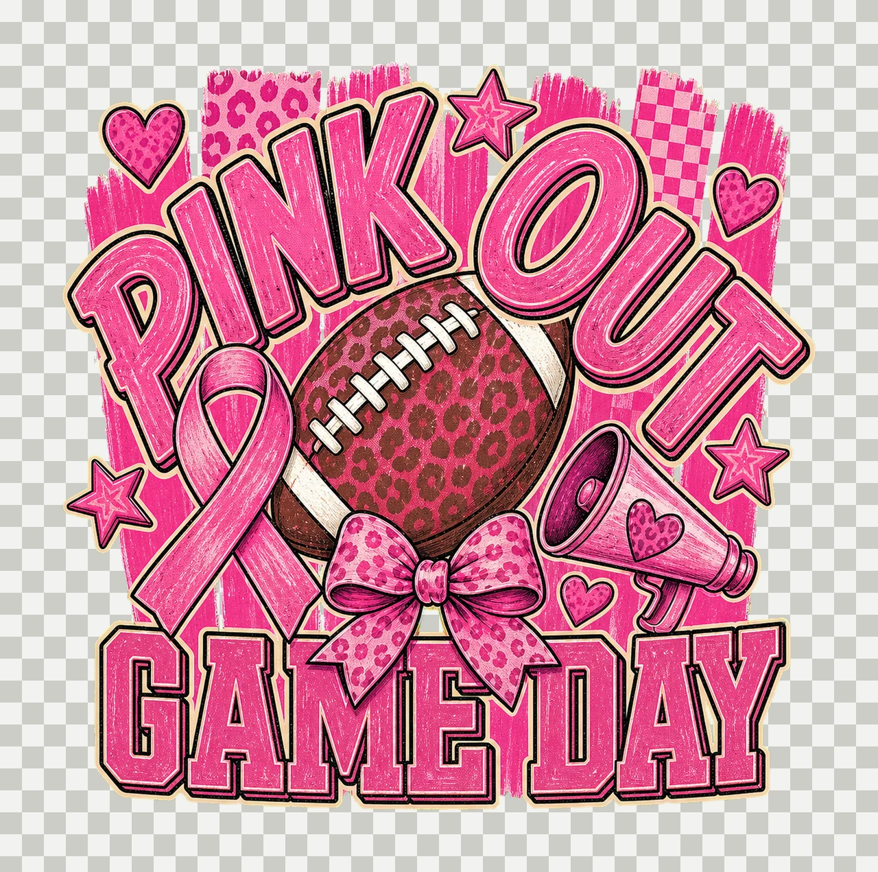 Pink Out Game Day Breast Cancer Football Design Variation D transparency and detail preview thumbnail