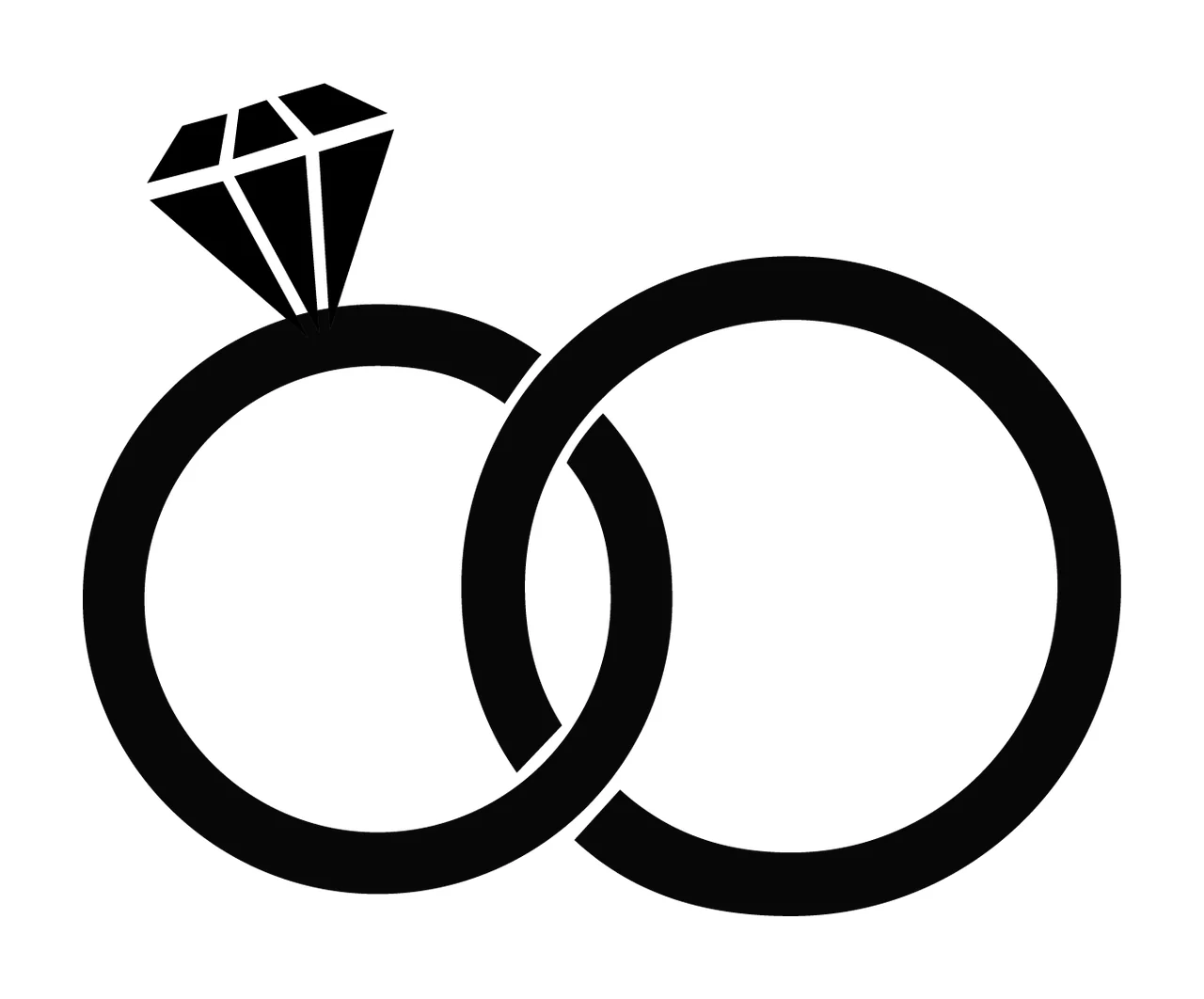 Rings Linked Connected With Two And Diamond