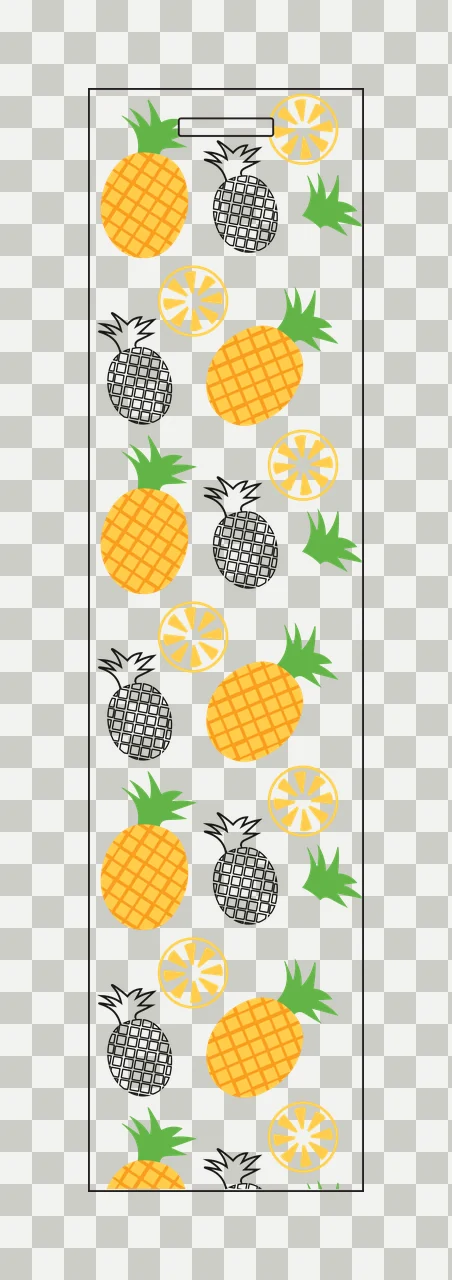 Pineapple And Slice Pattern Vertical Strip leaves black white transparency and detail preview thumbnail