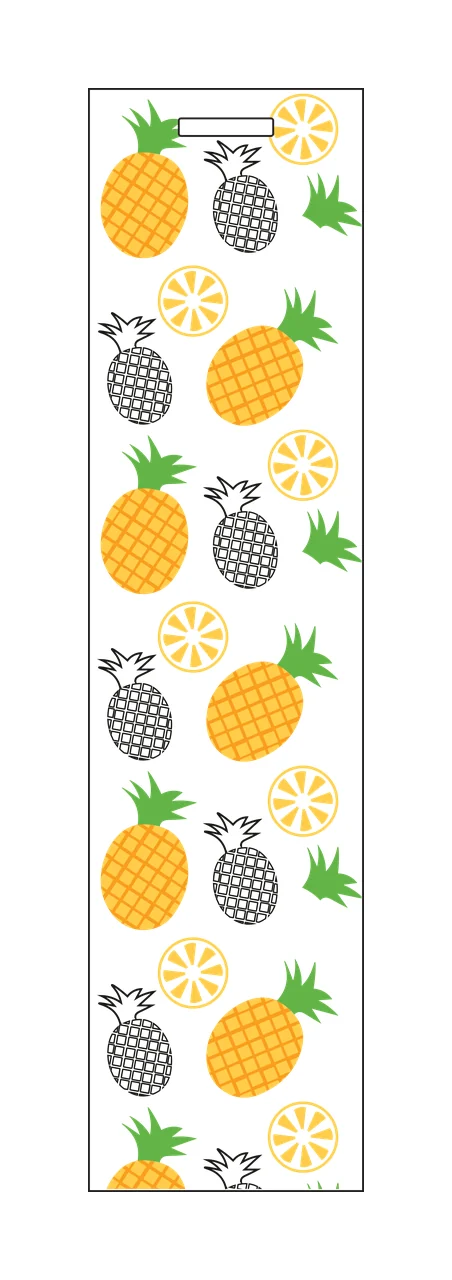 Pineapple And Slice Pattern Vertical Strip leaves black white