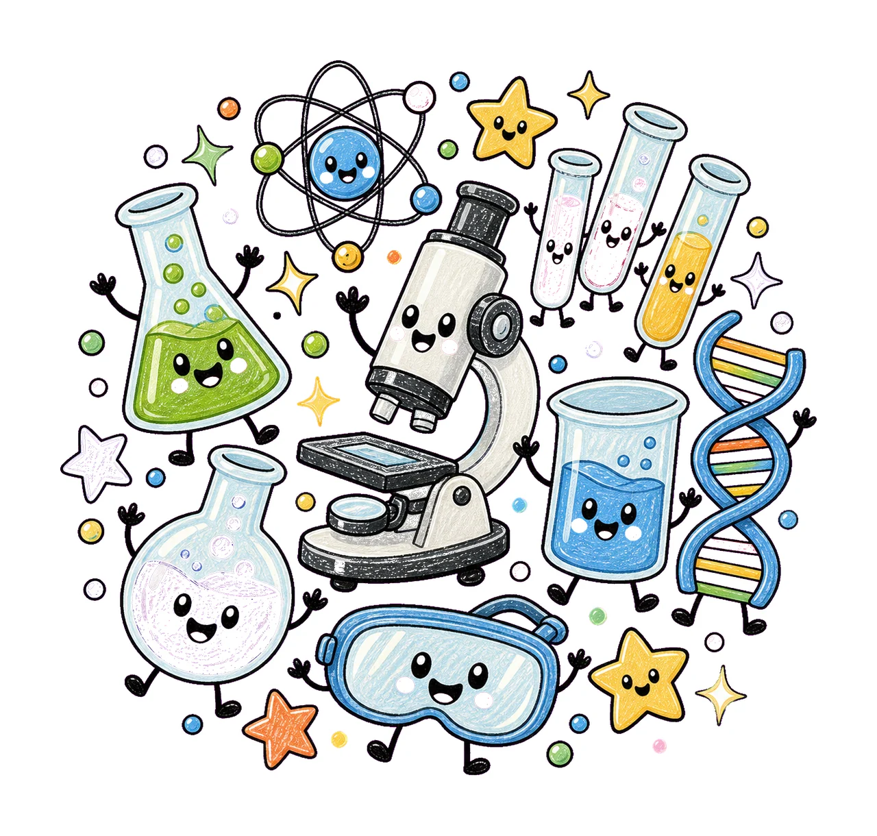 Science Teacher Doodle Characters STEM Teacher Design Beaker