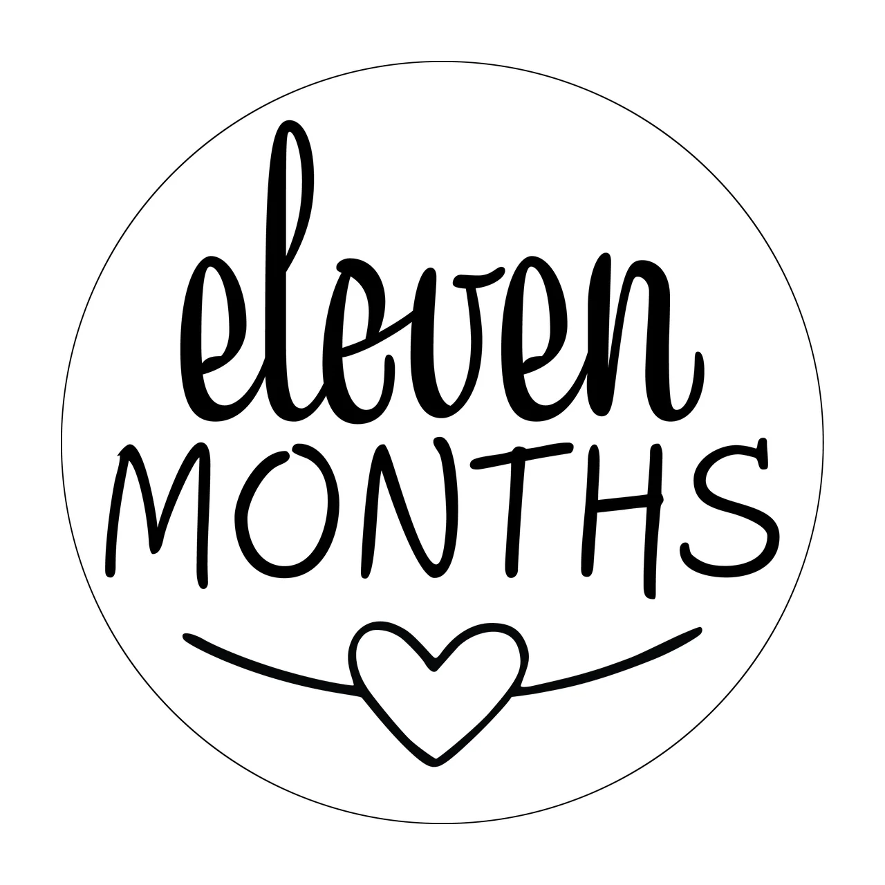 Milestone Eleven Months Circular Sticker With Decorative Heart circle