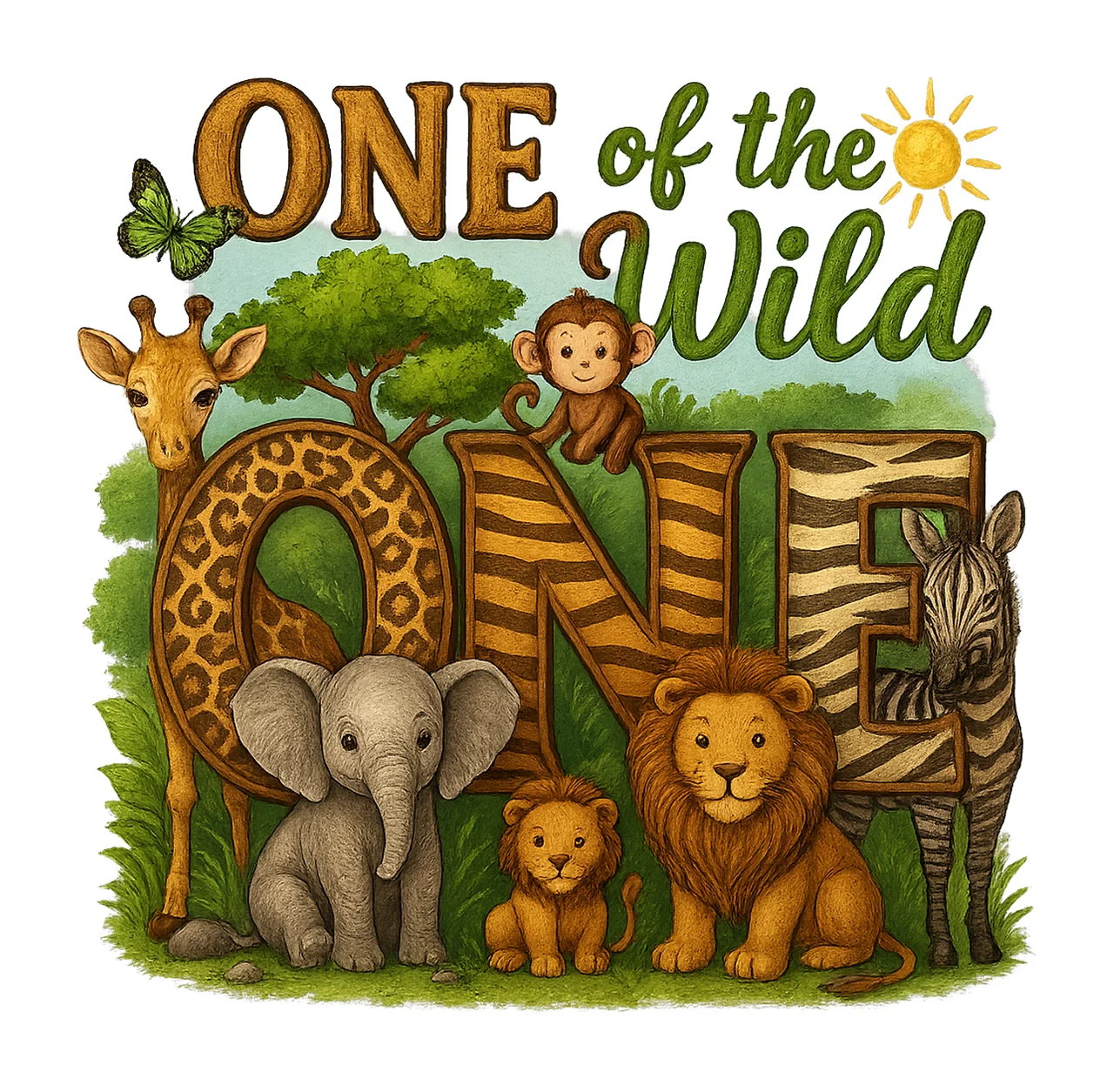 Auntie Of The Wild One Kids Safari Party Design Giraffe