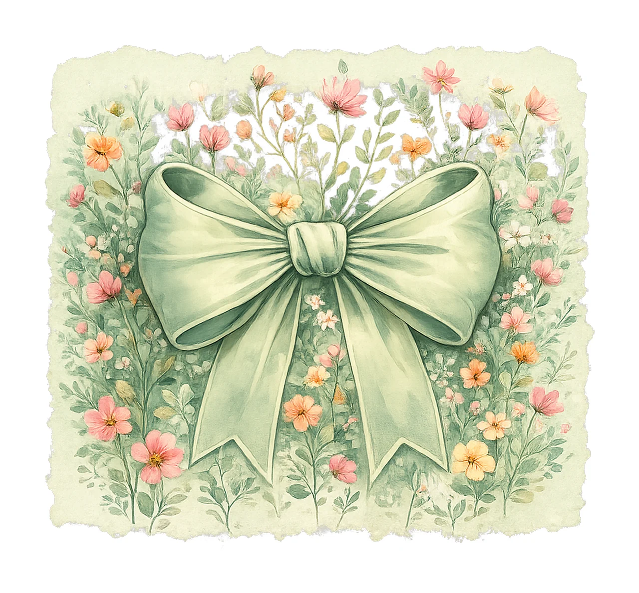 Floral Coquette Bow Watercolor Floral Design Preppy Bow